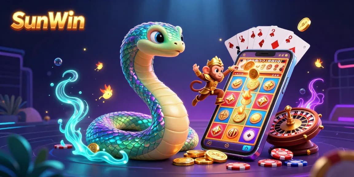 Experience the vibrant gameplay of SunWin with a dynamic scene of colorful casino elements.