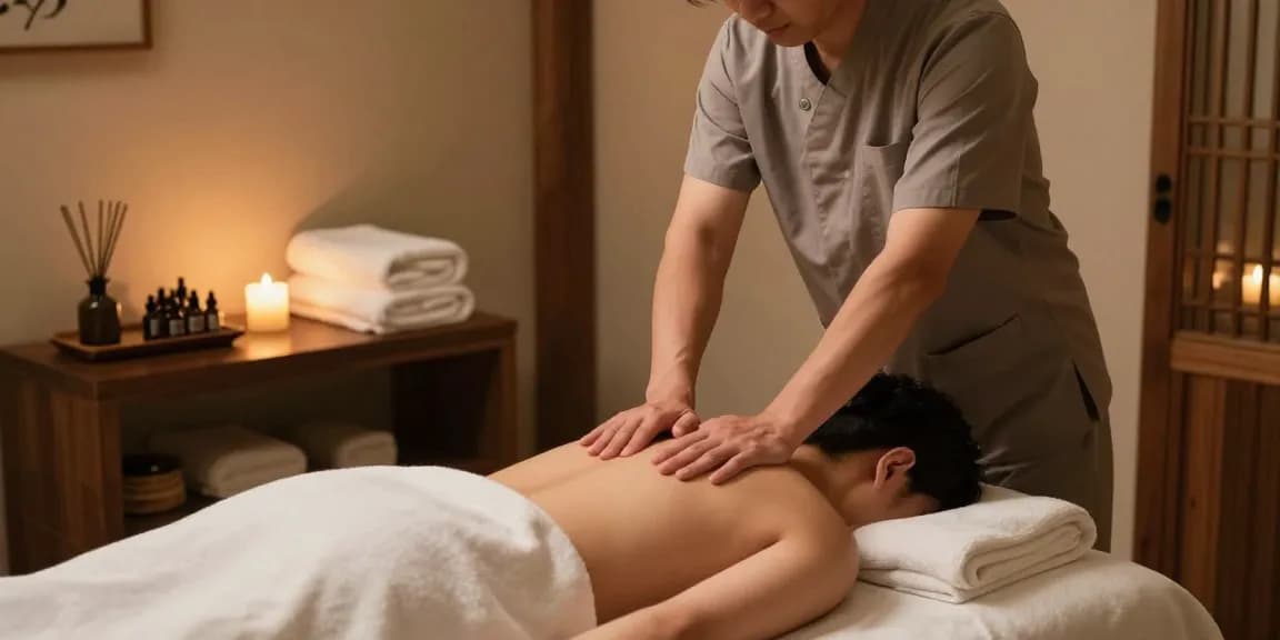 스웨디시 마사지 중인 남성 마사지사와 고객의 편안한 모습