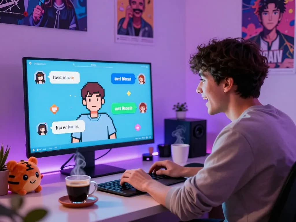 Engaging conversation on a vibrant nsfw chat bot screen with a user enjoying the interactive experience.