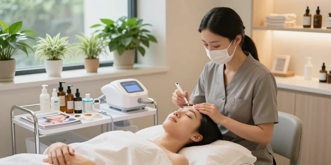 물광필링 소중한 고객을 위한 스킨케어 시술 장면