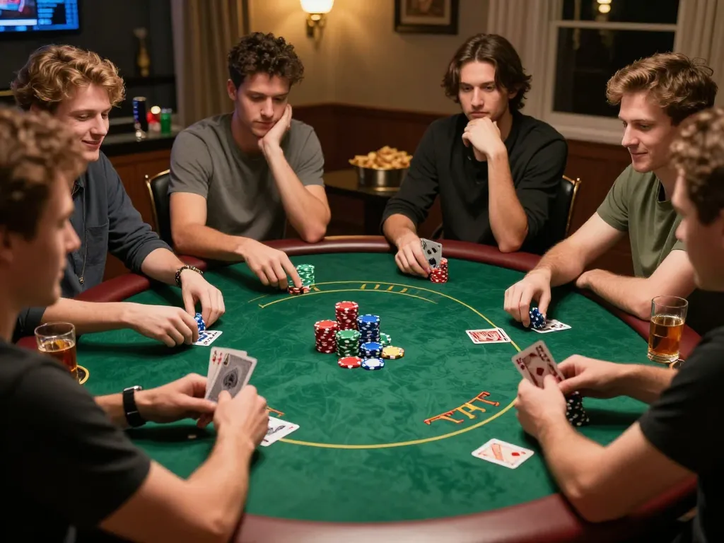Engage in strategic gameplay with friends during a thrilling home poker night on qq8827.