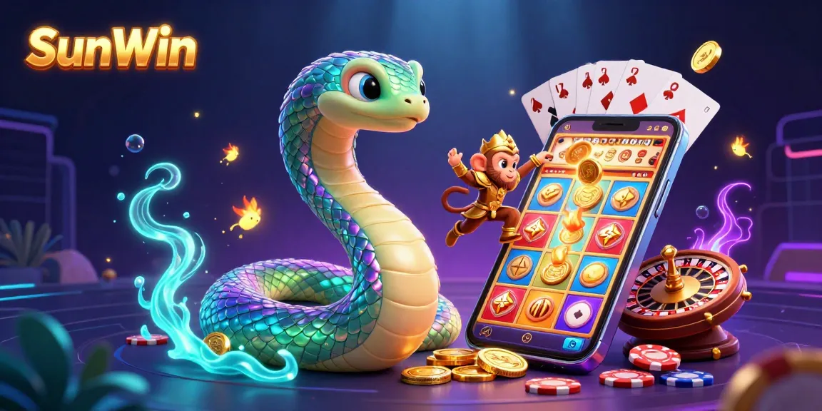 Experience the vibrant gameplay of SunWin with a dynamic scene of colorful casino elements.