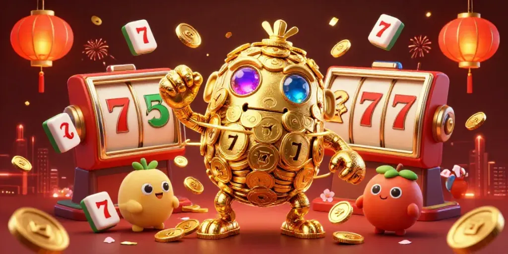 Nohu highlights exciting slot features in a vibrant and dynamic casino illustration.