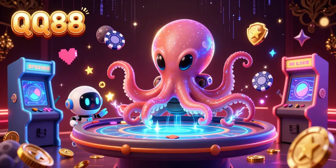 Engage in thrilling poker action at QQ88 with a dynamic alien octopus and exciting casino elements.