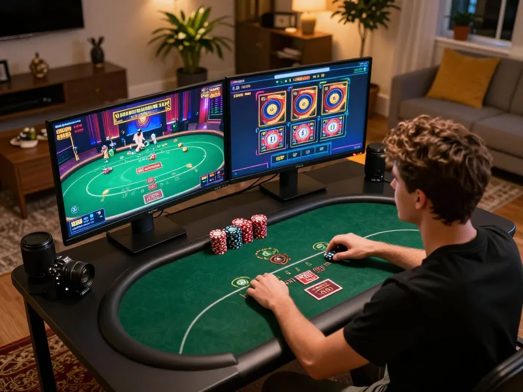 F168 user engaging with online casino games, showcasing a strategic gambling environment