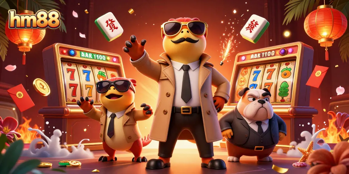 hm88 raptors entering VIP casino, vibrant gaming elements abound in a colorful 3D scene