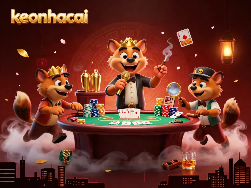 Experience exciting comedy at a casino club with keonhacai's hyenas juggling drinks and jokes.