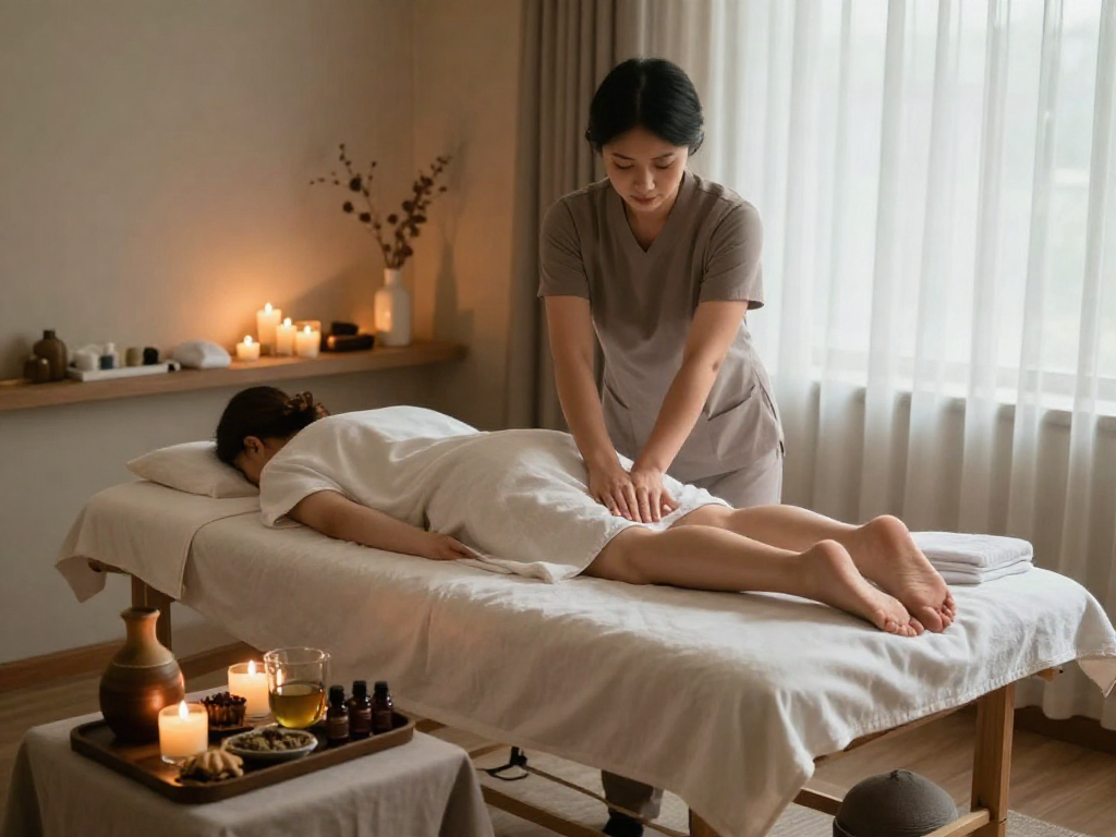 Massage therapy session in a tranquil setting, focusing on 남양주출장안마 for relaxation and wellness.