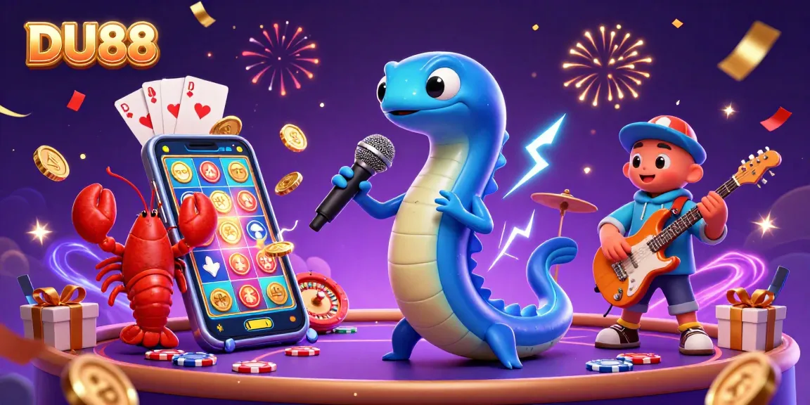 Engage with DU88's vibrant underwater casino scene featuring a DJ electric eel and lively game elements.