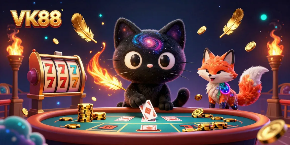 Experience thrilling gameplay at VK88's cosmic casino with captivating characters and vibrant elements.