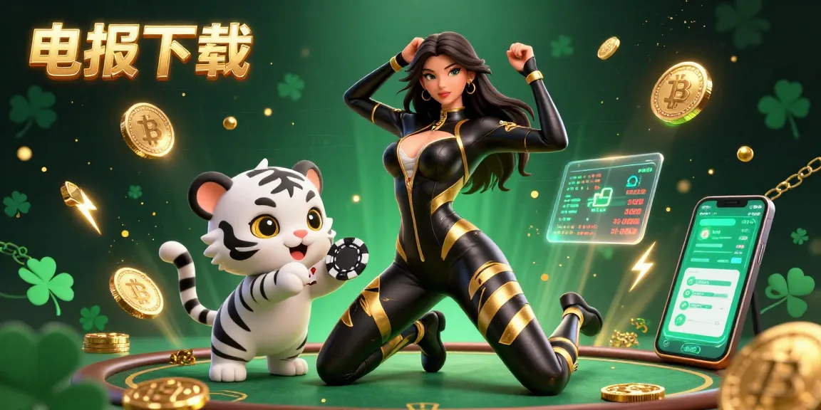 一位时尚女性在充满活力的赌场元素中展示她的杂技技能，融入令人兴奋的电报下载世界。