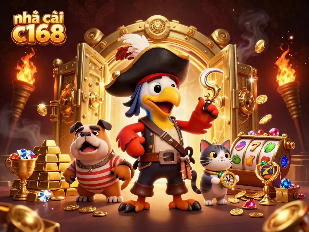Engage with nhà cái c168 for thrilling slot adventures featuring vibrant characters and treasures.