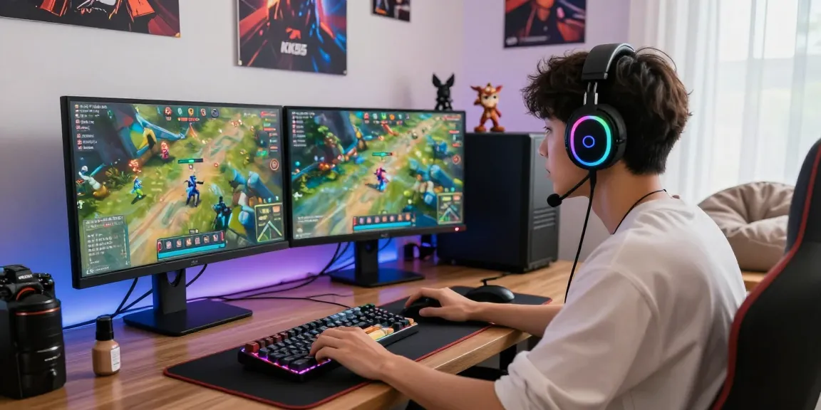 Engaging KK55 online gaming scene with a young gamer live-streaming in a vibrant setup, showcasing immersive gameplay.