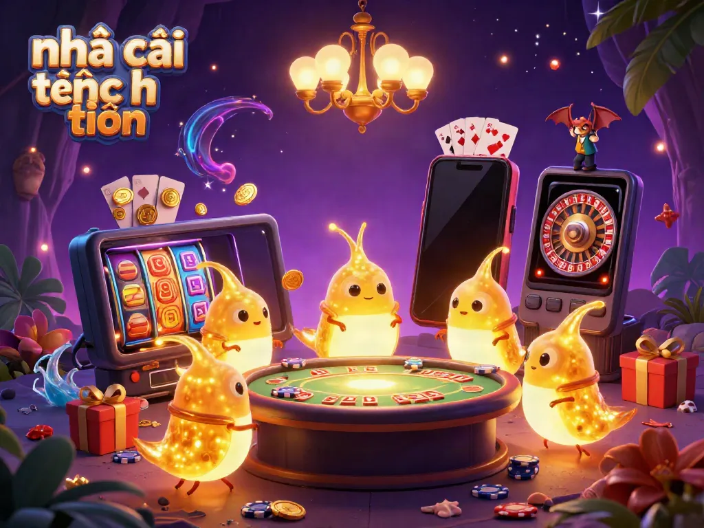 Experience thrilling gameplay with nhà cái tặng tiền as glowworms illuminate a cave casino.