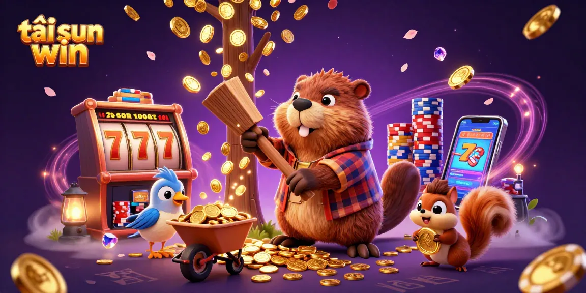Experience the thrill of tải sun win with this dynamic illustration of characters celebrating winnings and casino excitement.