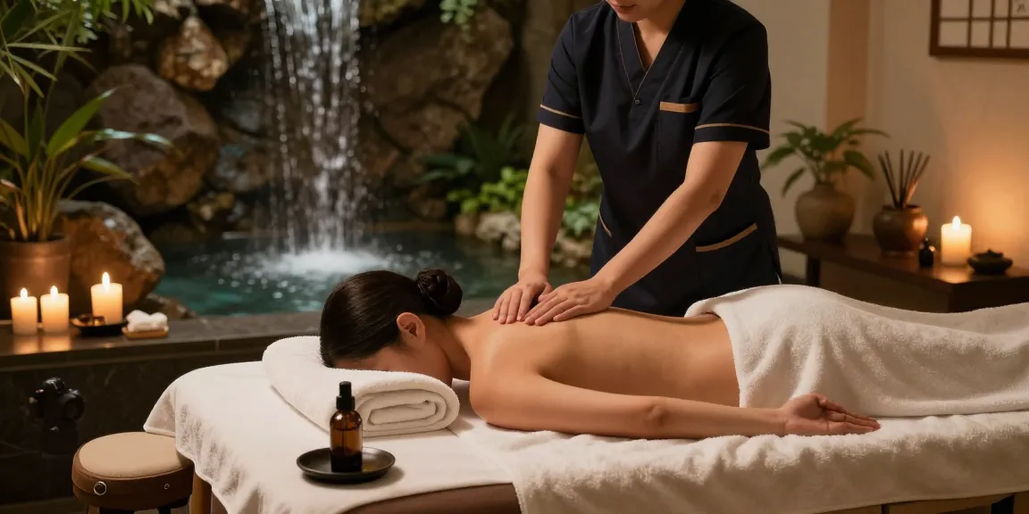 송파출장안마 마사지 세션 중인 고객과 마사지 치료사, 아늑한 스파 환경