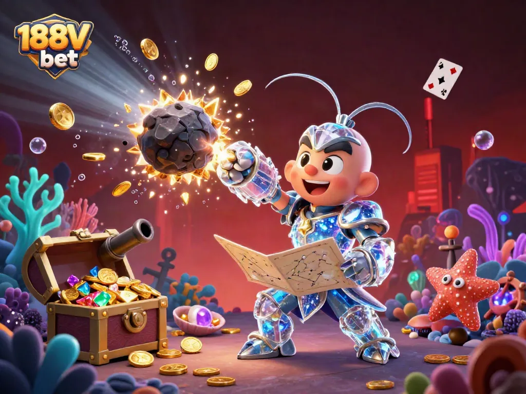 Experience the thrill of 188V bet in a vibrant underwater casino explosion scene.