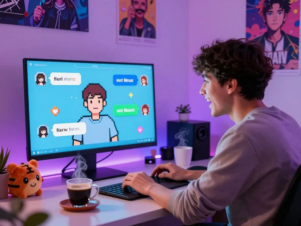 Engaging conversation on a vibrant nsfw chat bot screen with a user enjoying the interactive experience.