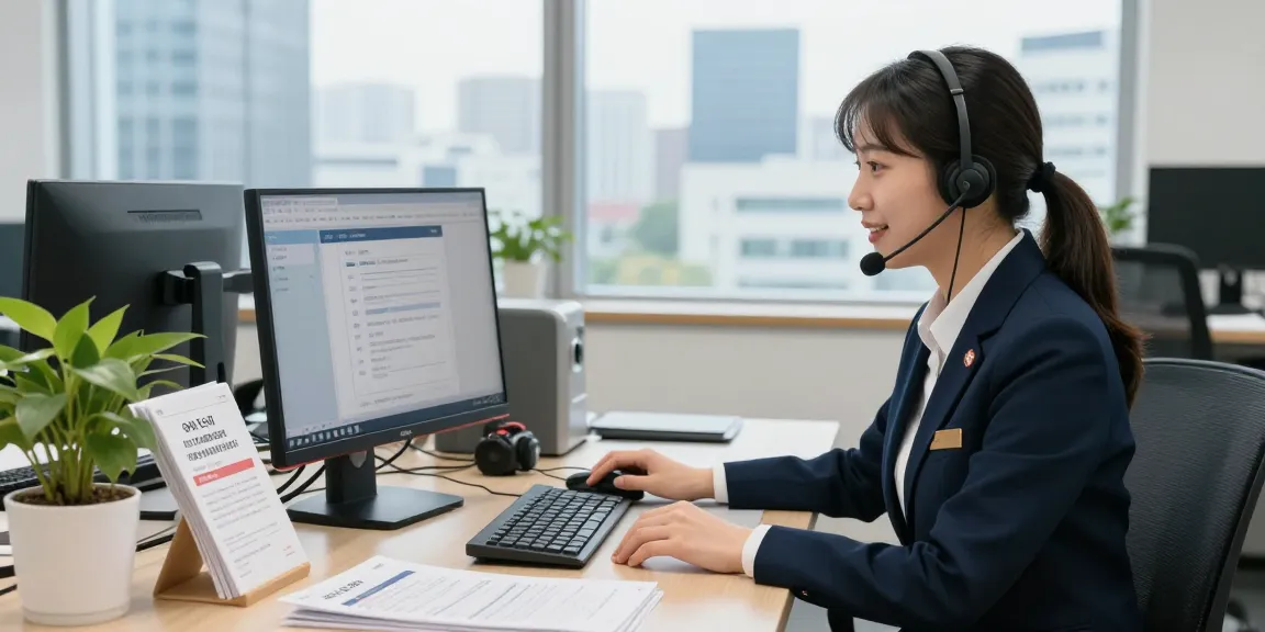 한국오피 consultation desk with professional staff providing 1:1 service in a modern office setting
