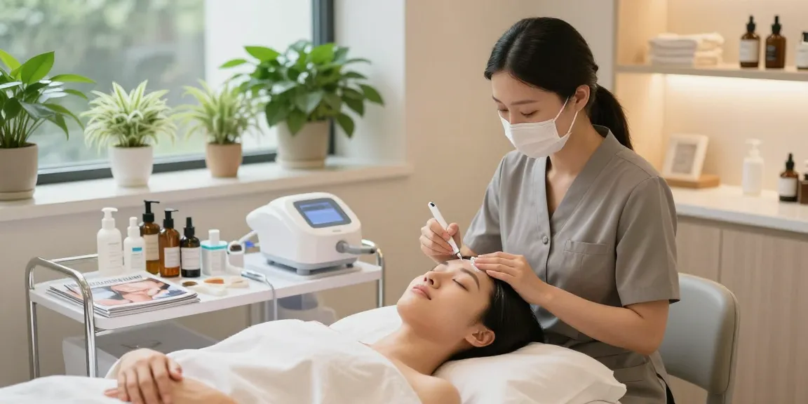 물광필링 소중한 고객을 위한 스킨케어 시술 장면