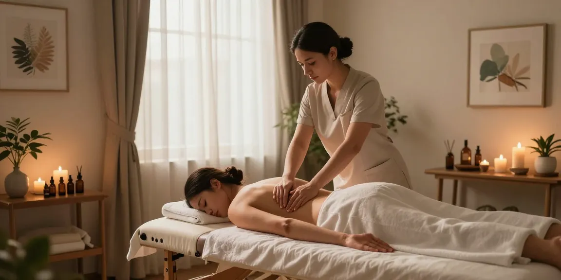 부천출장안마 massage therapy session in tranquil wellness room with soothing ambiance and professional therapist