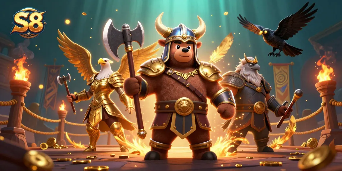 S8 offers thrilling gaming with an immersive Viking-themed 3D casino scene featuring dynamic characters and rich visuals.