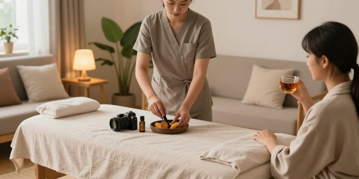 출장안마 서비스 중인 전문가가 편안한 공간에서 고객에게 맞춤형 관리 제공